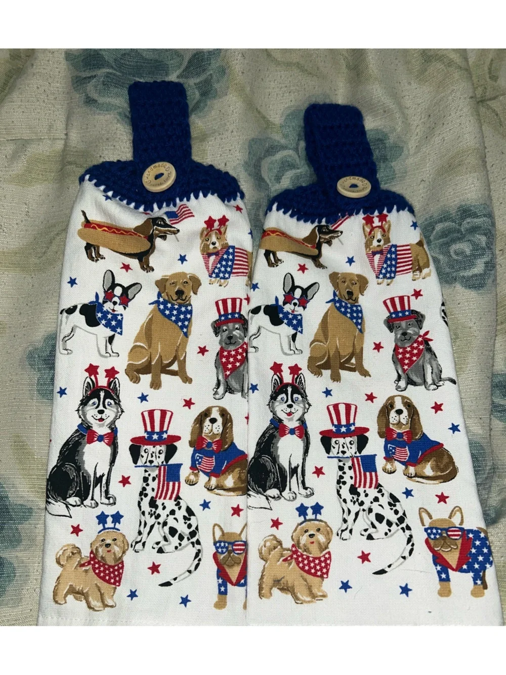 Patriotic Dog Print 4th of July Hanging Towel Set